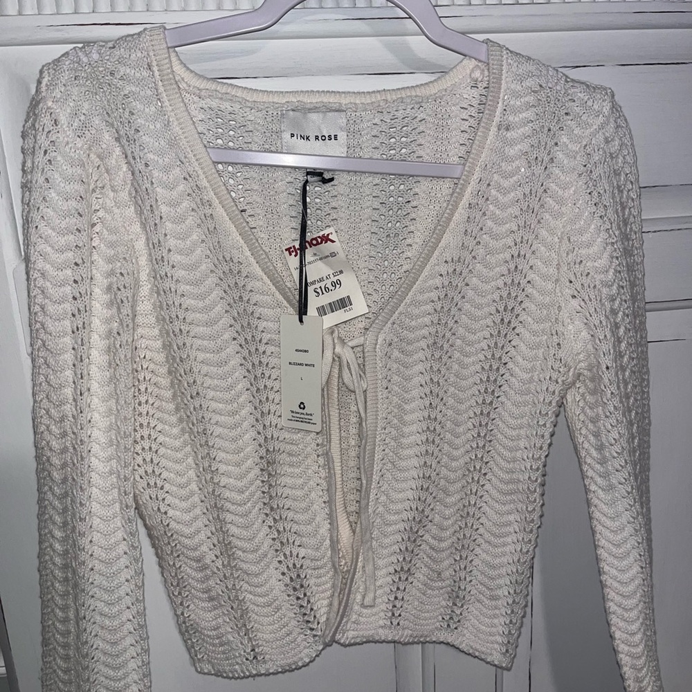 Pink Rose Women's Cream Cardigan Sweater